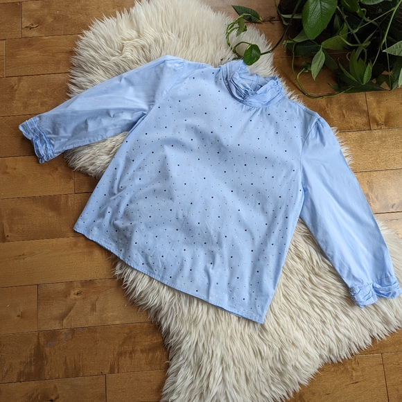 ๐ ZARA - Jeweled Mock Neck Blouse - Picture 6 of 11